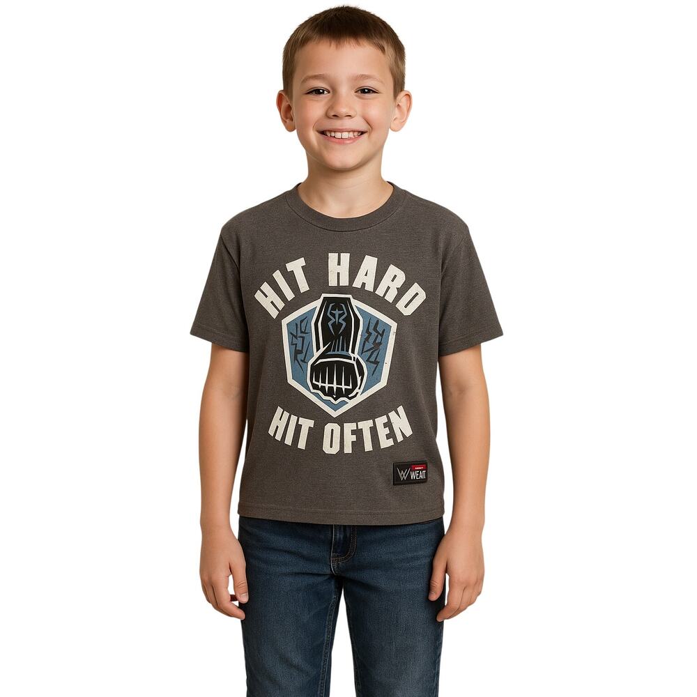 Roman Reigns WWE Youth Large Hit Hard Hit Often Believe That Gray T-Shirt